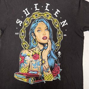 Sullen Art Black Graphic Girl Chain Tattoo Pullover Cotton Hoodie Sweatshirt SP